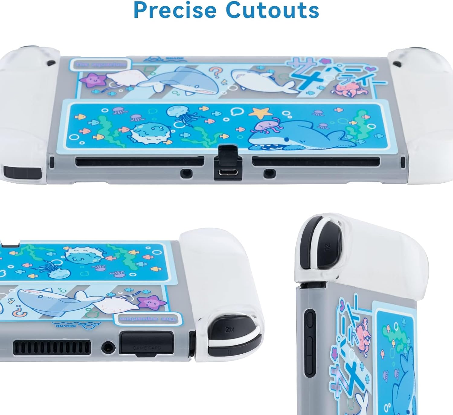 GeekShare Protective Case Slim Cover Case Compatible with Standard Switch Only - Shock-Absorption and Anti-Scratch Cover Skin for Switch - Shark Party - Image 4