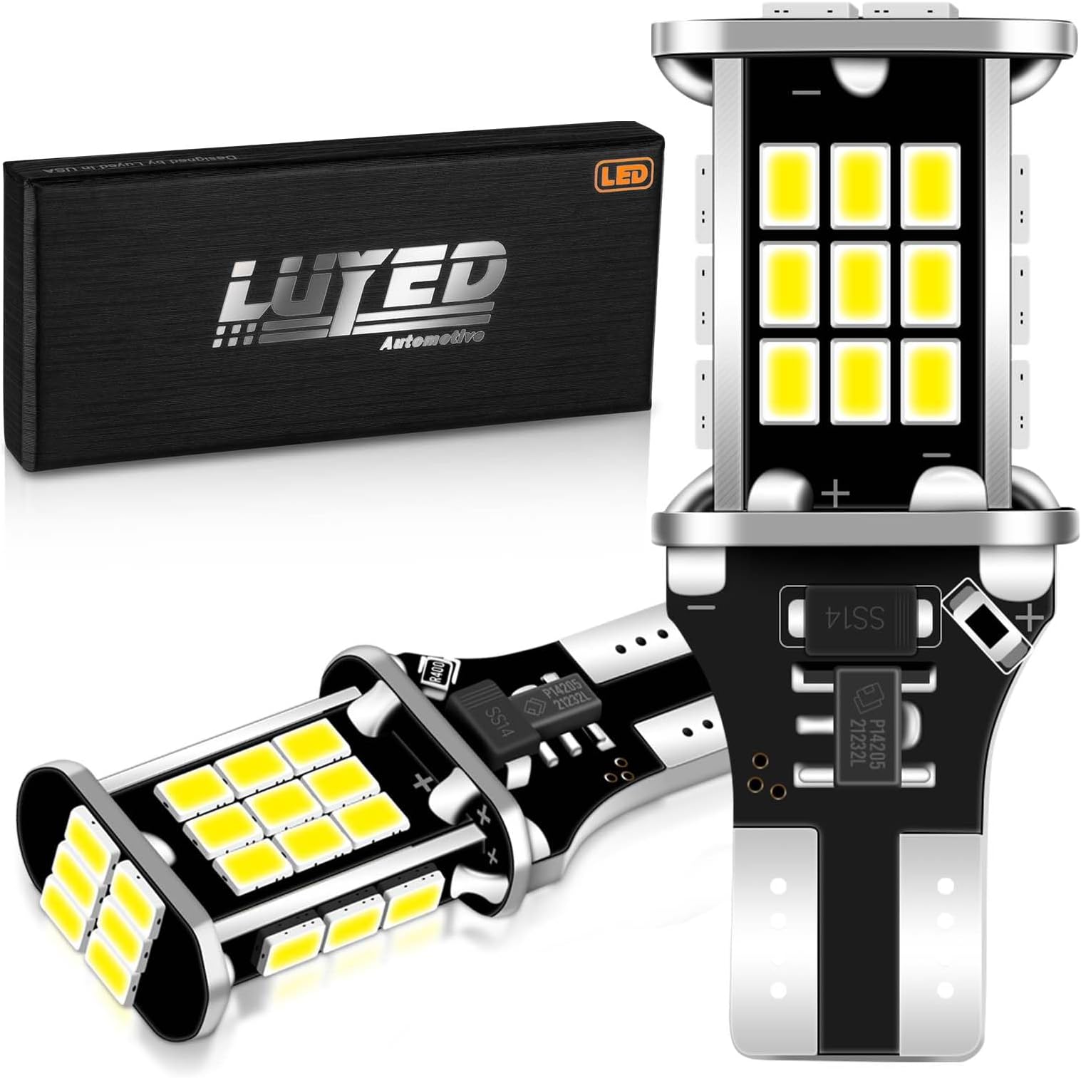 3200 Lumens 921 LED Bulb for Backup Light Reverse Lights Ultra High Power 3020 30-SMD Chipsets 912 906 T15 W16W Bulb,6500K White(New Upgrade,Pack of 2)