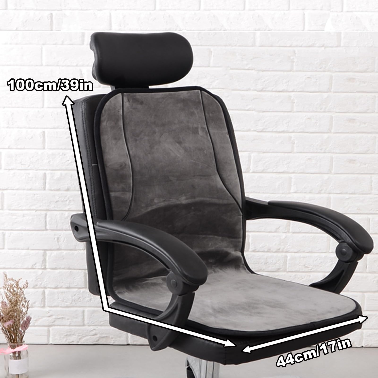 Almohadillas Electricas, Esterilla Electrica con 7 Ajustes de Temporizador y 6 Niveles de Temperatura, Esterilla Calor para Sillas de Oficina, Hogar y Exteriores(Black)