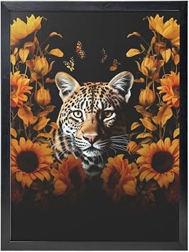 EKYOSHCZ Leopard and sunflower Canvas Wall Art for Living Room 12"x16" Modern Artwork Painting Pictures Hanging Canvas Prints Aesthetic Wall Art for Bedroom Bathroom Office Wall Art Print Decor