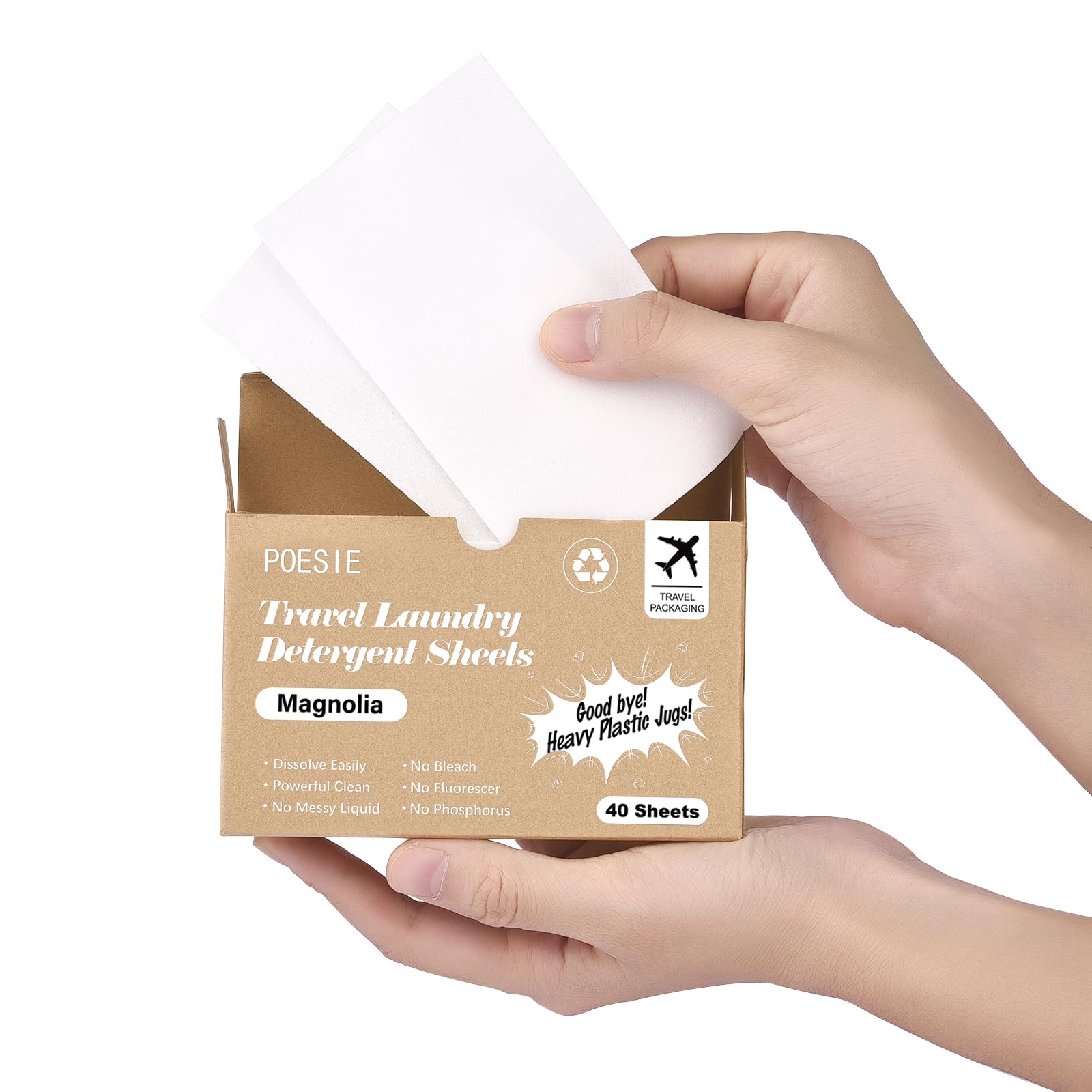 Poesie Magnolia Travel Laundry Detergent Strips 40 Sheets Liquidless Laundry Foam Sheet for Travel Dorm Home