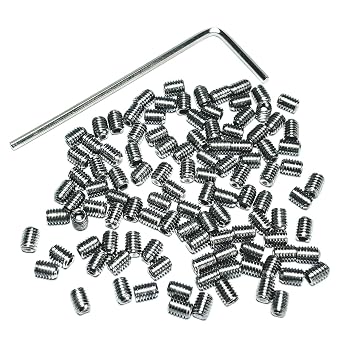 110PCS Set Screws M3 x 4mm 304 Stainless Steel Guitar Bridge Saddle Height Adjustment Screws for Fender Stratocaster Telecaster with 1.5mm Wrench,Set Grub Screw Hex Allen Head Socket Bolts