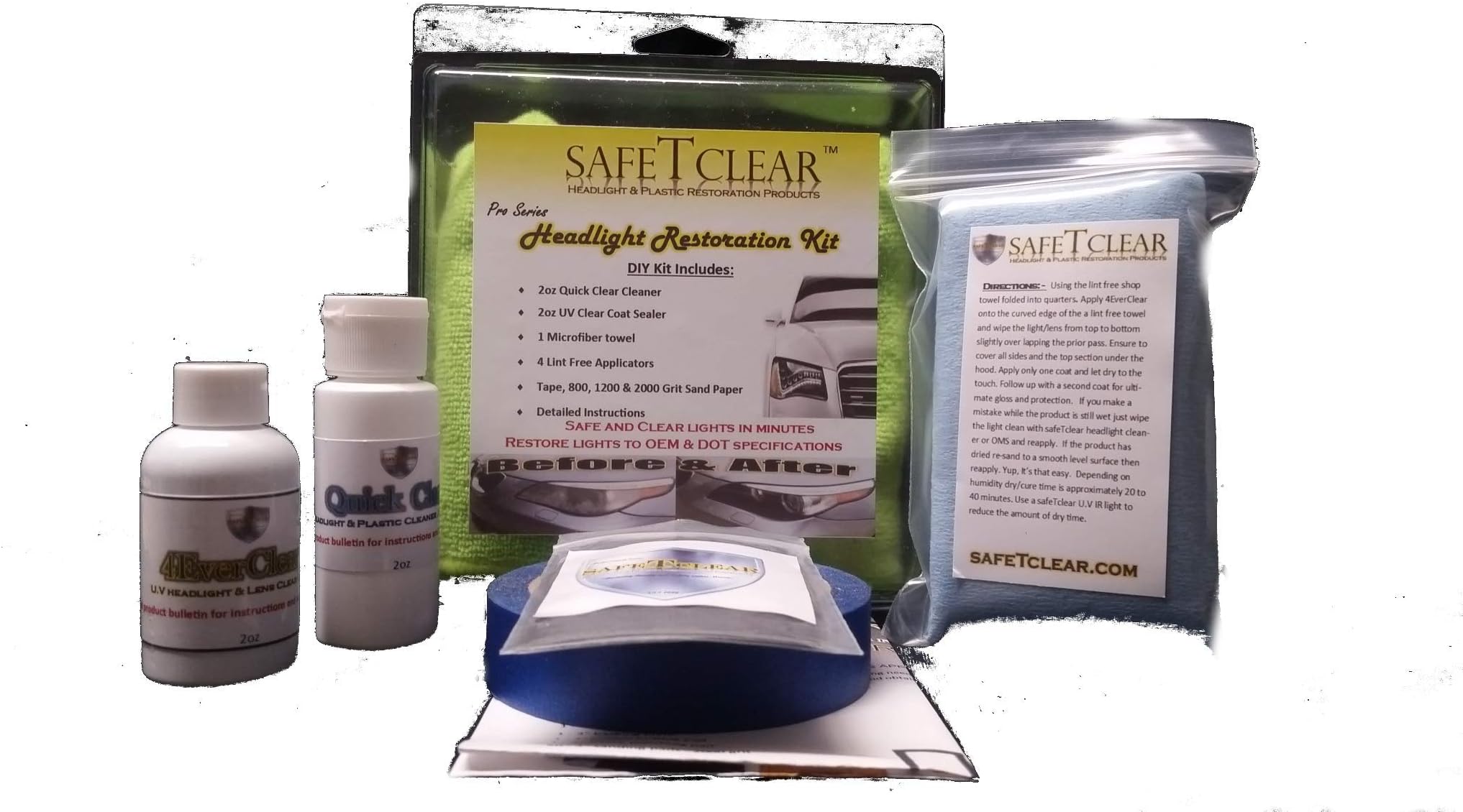 safeTclear HeadLight Restoration Pro Coat Kit (complets up to 10 sets of lights)