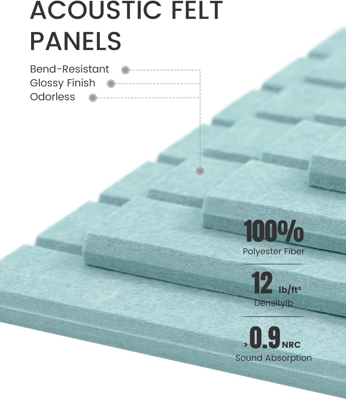 Large Felt Bulletin Board 48" x 36" Cork Board Alternative-12 Pack with 70 Safe Removable Adhesive Tabs, Cork Boards for Walls Felt Board for Home Office Classroom Pin Board-Teal Blue