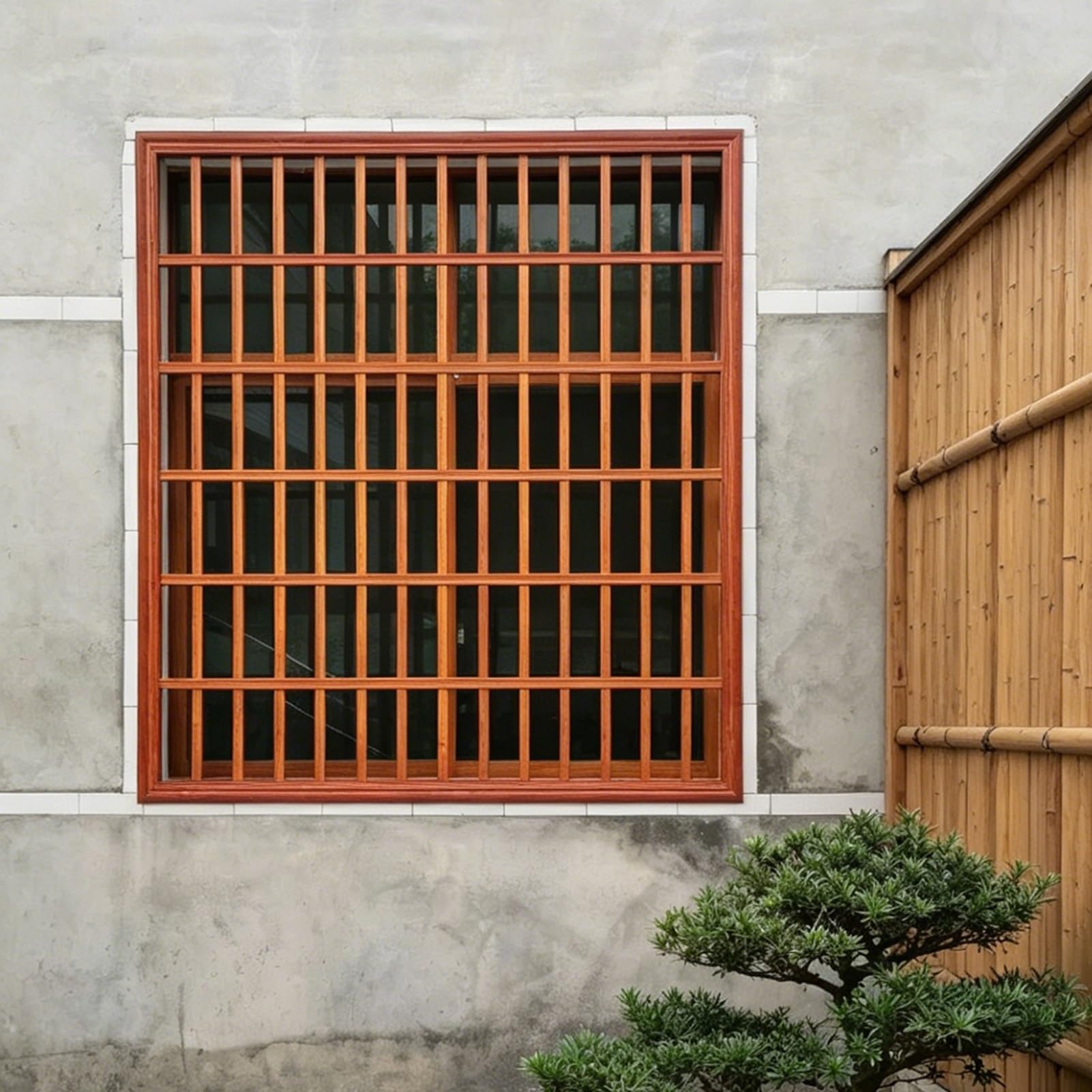 Inferriate per Finestre Griglie di Sicurezza Vintage Effetto Legno, Inferriate Fisse Antieffrazione Finestre Larghezza 100 110 120 cm, Recinzione Protettiva Personalizzabile(W60xH85cm/24x33in)
