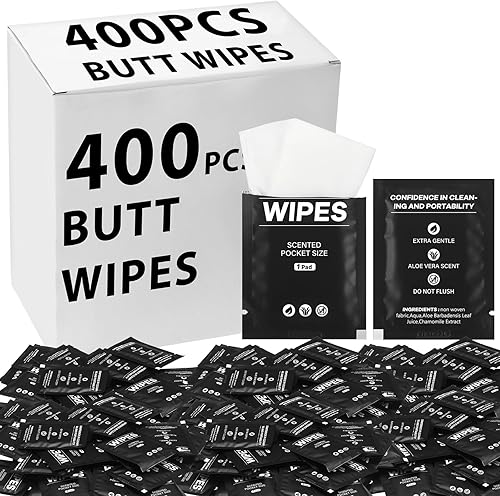 400 piezas de toallitas húmedas para el trasero para mujeres, toallitas envueltas individualmente para mujeres, hombres, viajes, limpieza de manos,