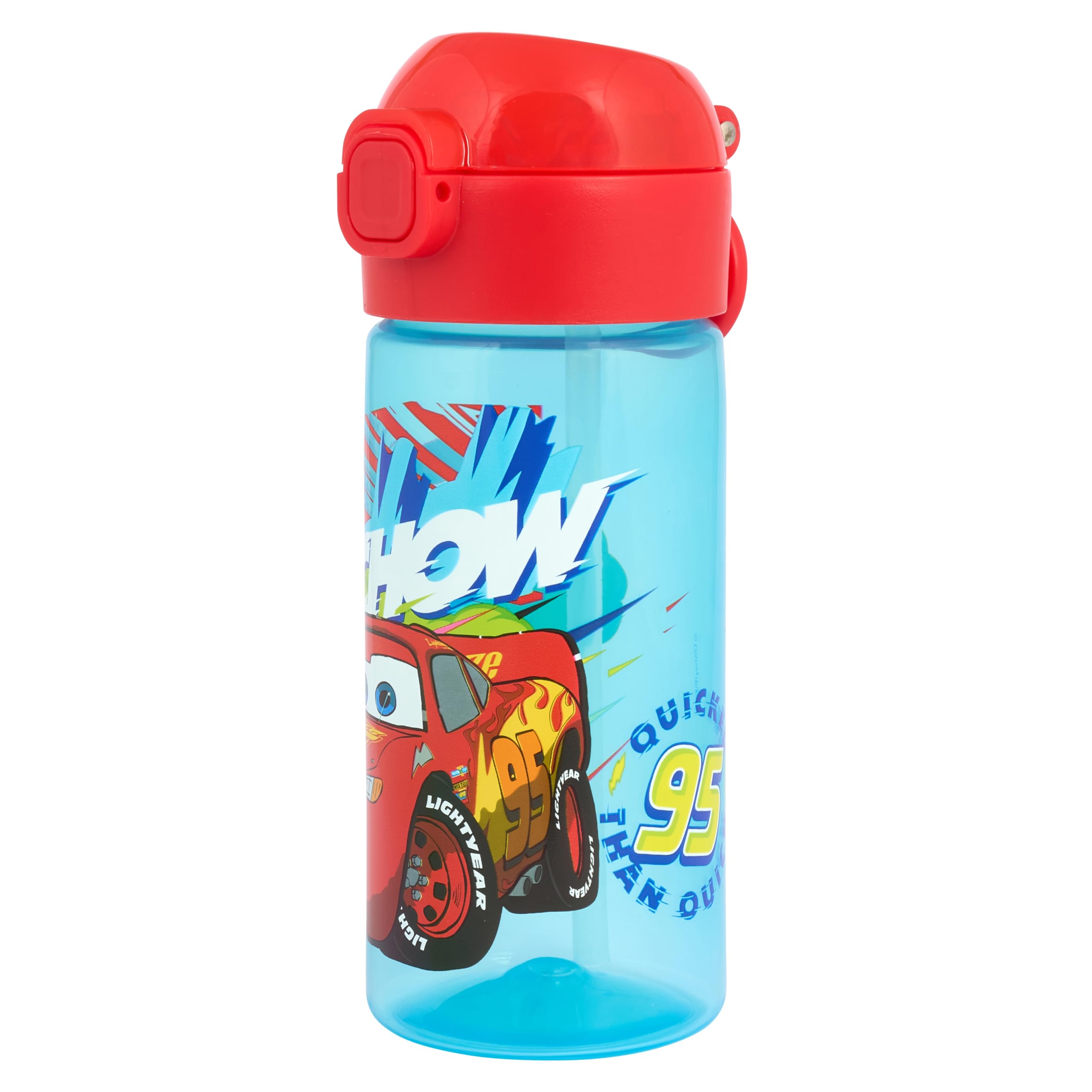 Disney Cars Kachow 420ml Polypropylene Water Bottle with Pop Up Lid and Straw by Polar Gear, Featuring Lightening McQueen, Ages 48+ Months