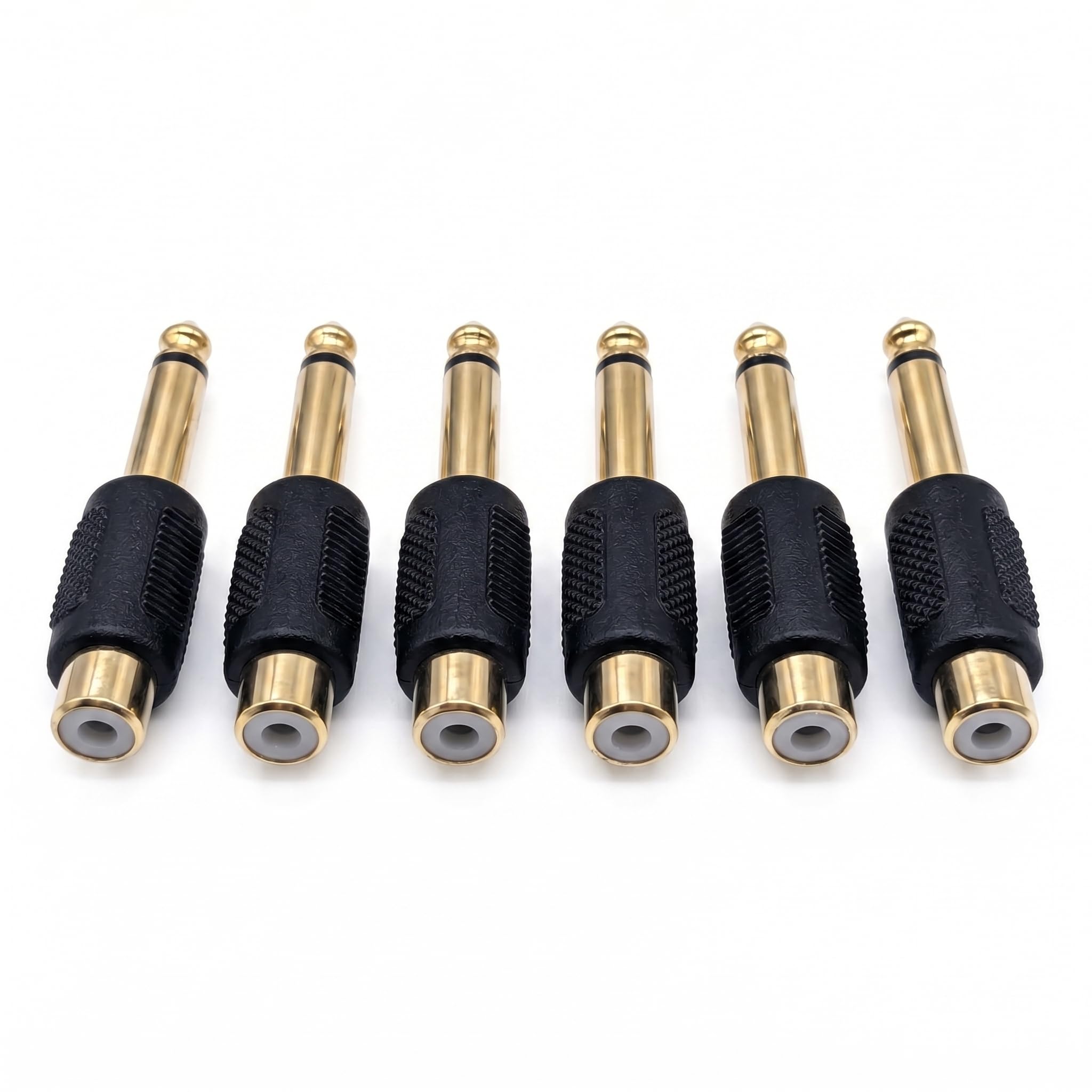 6 Stück Cinch auf 6,35mm Klinke, RCA auf 6,35mm Adapter, Audio Adapter Mono Klinke Stecker auf Cinch Buchse, für Verstärker Lautsprecher Mischpulte Instrumente Heimkino und Musik Anwendungen Zuhause