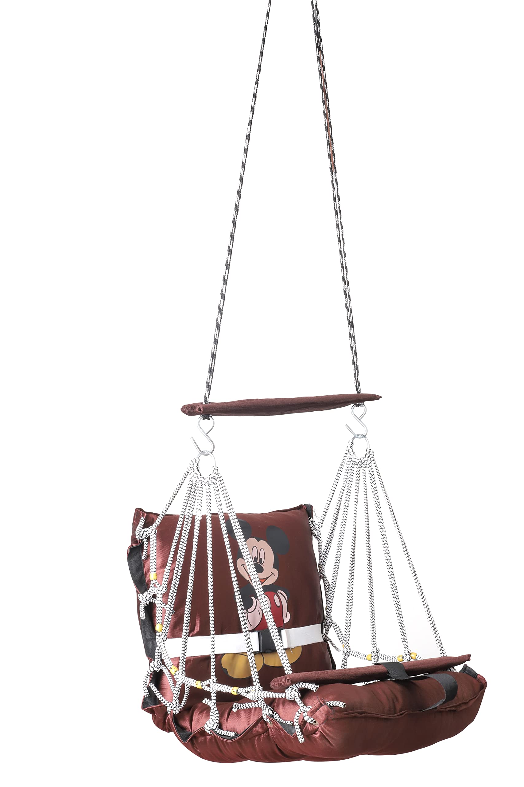VMD, Cotton D Shape Brown Hammock Hanging Swing Chair for Living Room, Swing for Balcony/Swing for Kids for Home with Hanging kit.