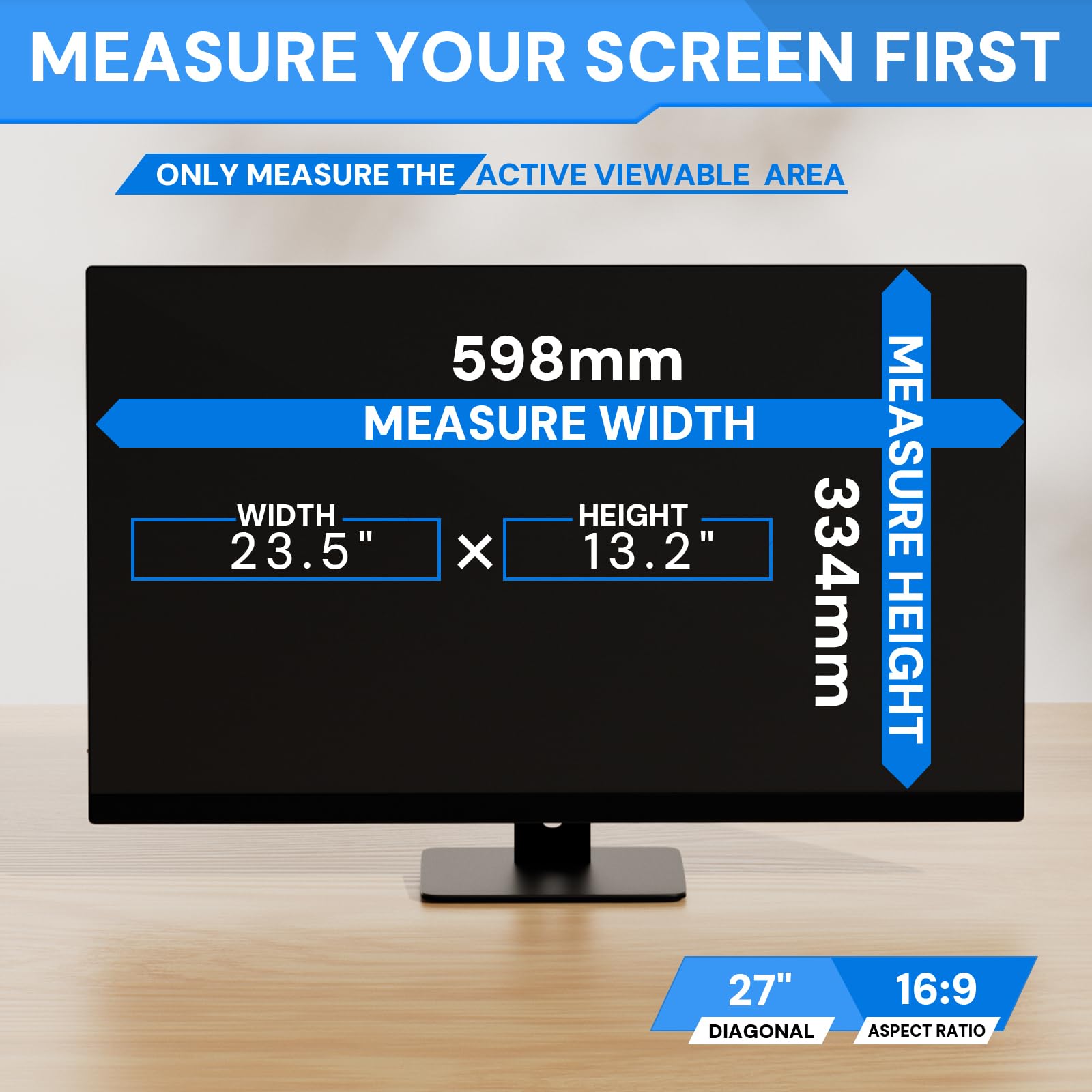 Filtro privacy per monitor del computer da 27 pollici per monitor 16:9, schermo rimovibile per la privacy dello schermo del computer e filtro anti riflesso della luce blu da 27 pollici