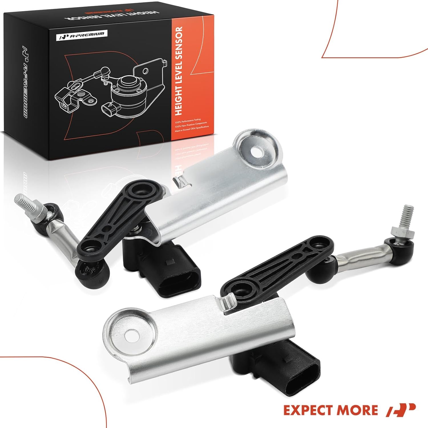 A-Premium Ride Height Level Sensor Compatible with Tesla Model S 2012-2021, Model X 2016-2021, Front Driver and Passenger Side, 2-PC Set