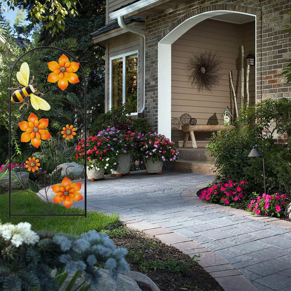 MEETYAMOR 34 Inch Decorative Garden Stakes, Outdoor Garden Decor Metal Flowers Bee Fall Gardening Decor Art Yard Signs, Outdoor Decorations for Patio Outside Yard Lawn : Patio, Lawn & Garden