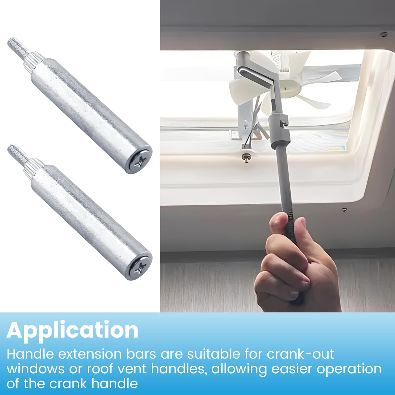 R7014 2" RV Window Crank Handle Extension,5/16" Spline Size, Diecast Metal | For RV Vents,Crank-Out Window, Vent/Window Crank Extention 2 Pack Non-Slip Serrated Design for Secure Connection