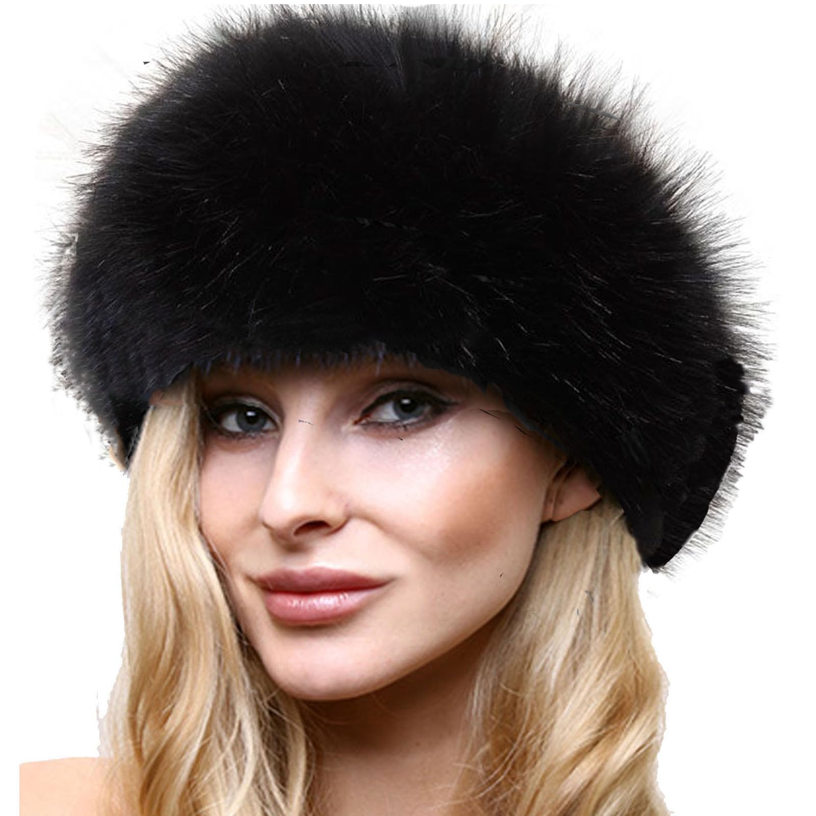 Gorro de piel sintética para mujer, estilo cosaco ruso, gorro de invierno
