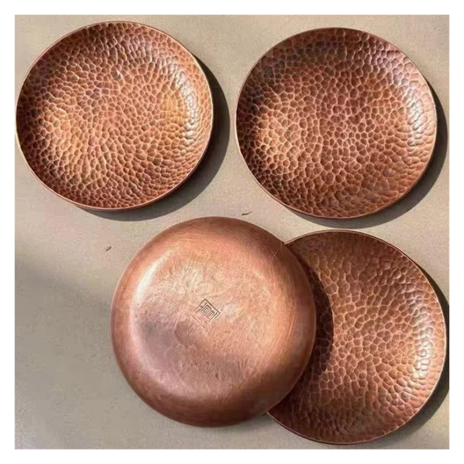 Plateaux martelés Mini plateau de tasse à café en cuivre rouge vintage