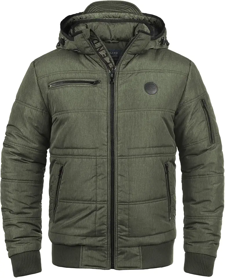 Blend BHBoris Herren Winterjacke Steppjacke Jacke gefüttert mit abnehmbarer Kapuze Reißverschlusstaschen Regular fit