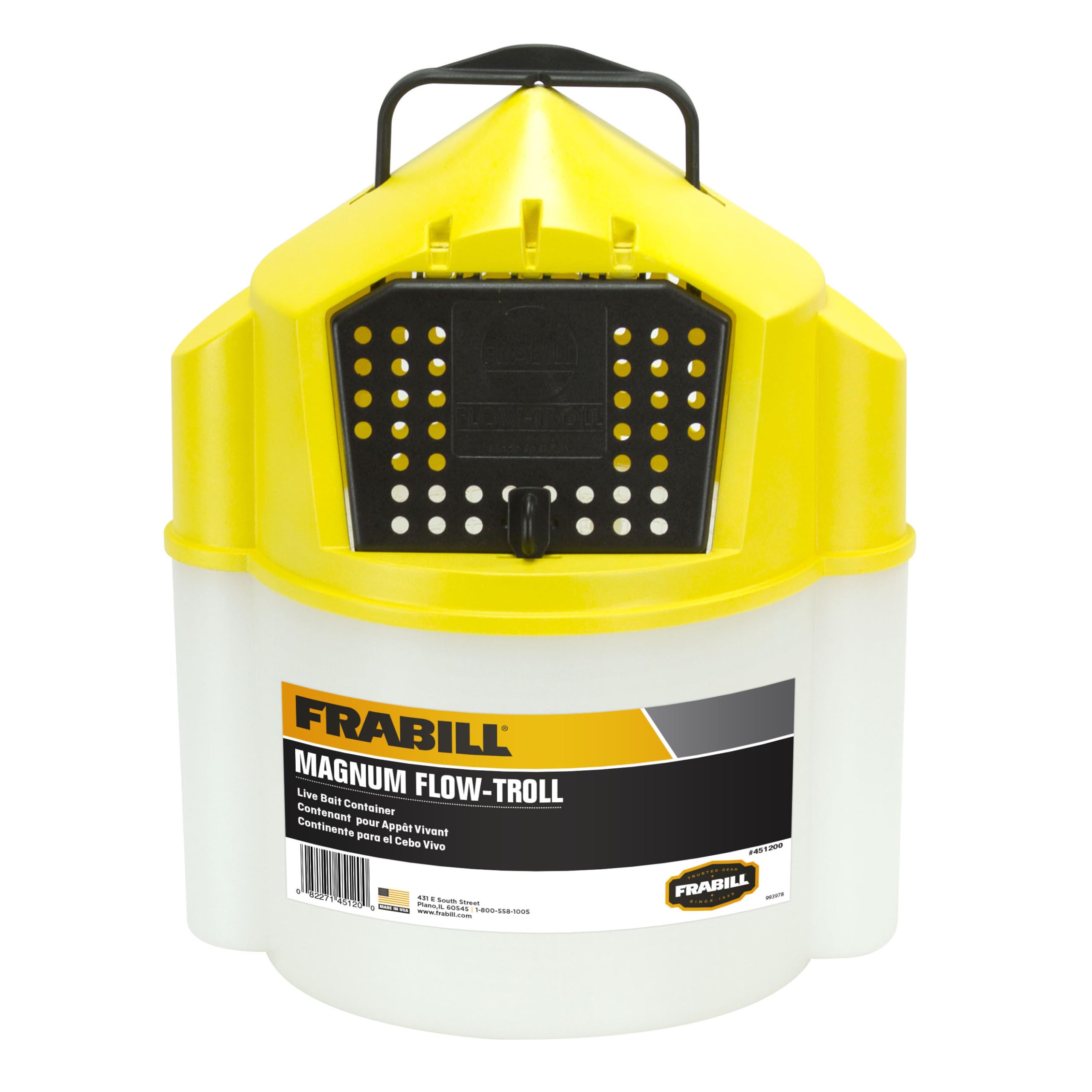 Frabill Magnum Seau pour Homme 10 QT Flow-Troll Blanc/Jaune Quart