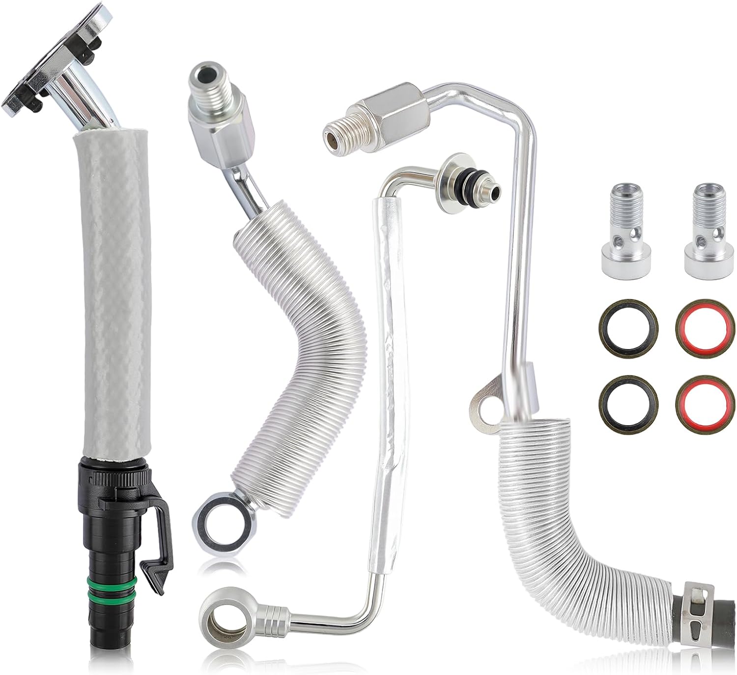 AUTOKAY Turbo Charger Coolant Return Hose Line Fit For Chevy Cruze Sonic Trax for Buick Encore GM1.4L 4Pcs Turbo Oil Return Drain & Oil Feed Pipe Kit 55567067