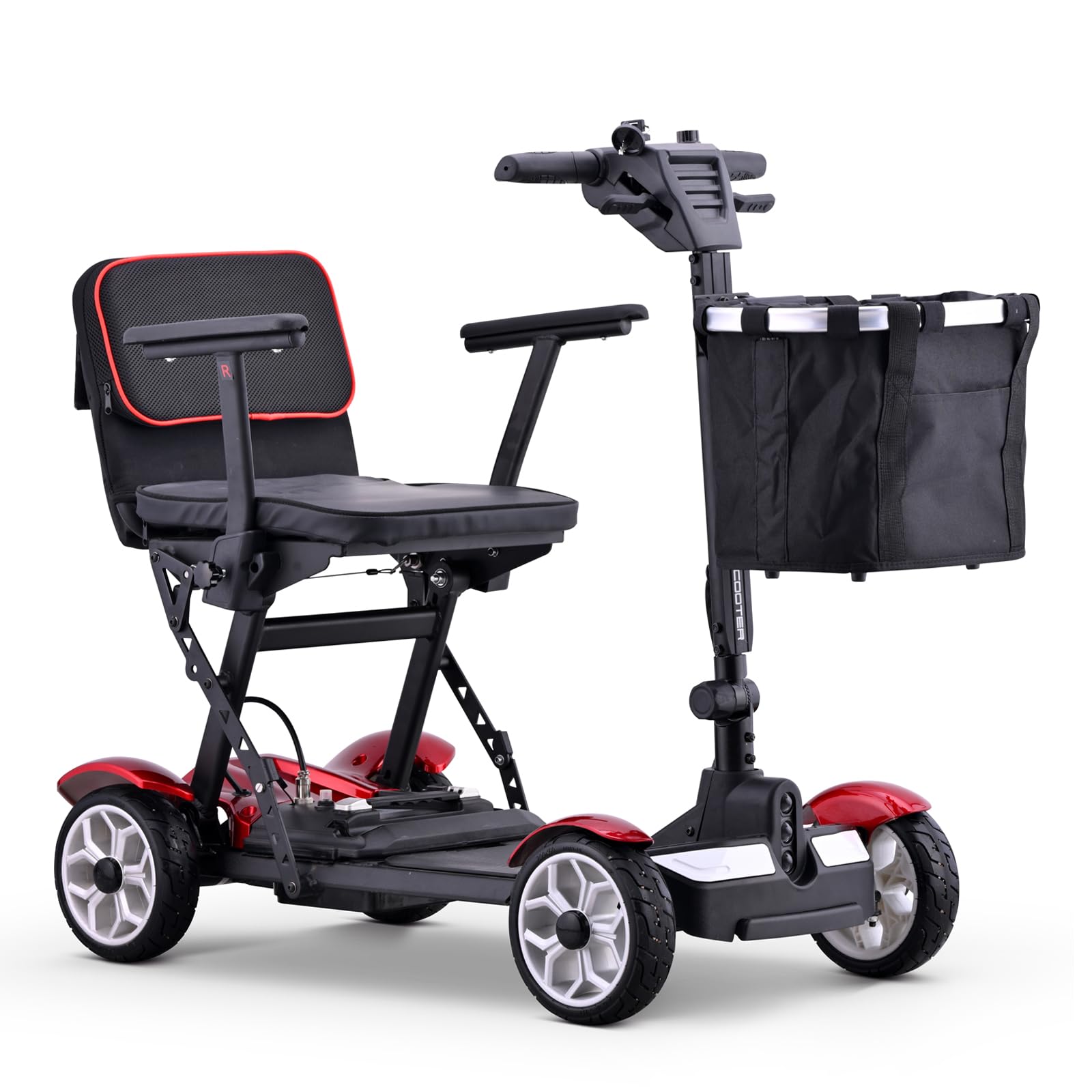 Scooter De Movilidad 4 Ruedas,Scooter De Movilidad Motorizado Para Personas Mayores,Scooter De Movilidad Para Maletero De Coche De Viaje,Carga 150 Kg,Con Cargador Y Cesta Incluidos A