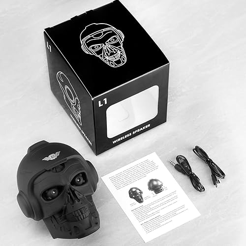 Miniatura 7 de Altavoces LED con forma de cabeza de cráneo, altavoz Bluetooth inalámbrico portátil con micrófono, diseño de arte creativo y genial altavoz estéreo