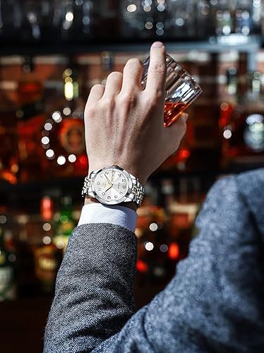 Miniatura 4 de OLEVS Reloj de lujo para hombre, vestido analógico de cuarzo, acero inoxidable, impermeable, luminoso, fecha, diamante, negocios, dos tonos, reloj