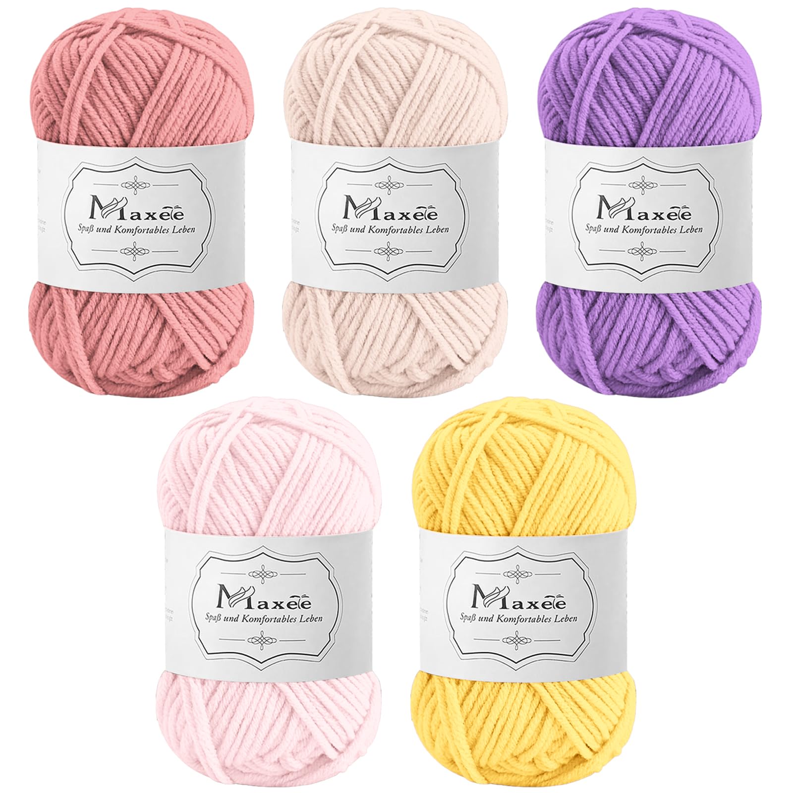 Maxee Häkelgarn 500g (50g*10 Farbe), Acryl Wolle Zum Stricken, Garn zum Häkeln und Stricken, Hand Knitting Yarn Set, Handstrickgarn Baumwollgarn für Häkeln, Wolle zum Stricken und Kunsthandwerk
