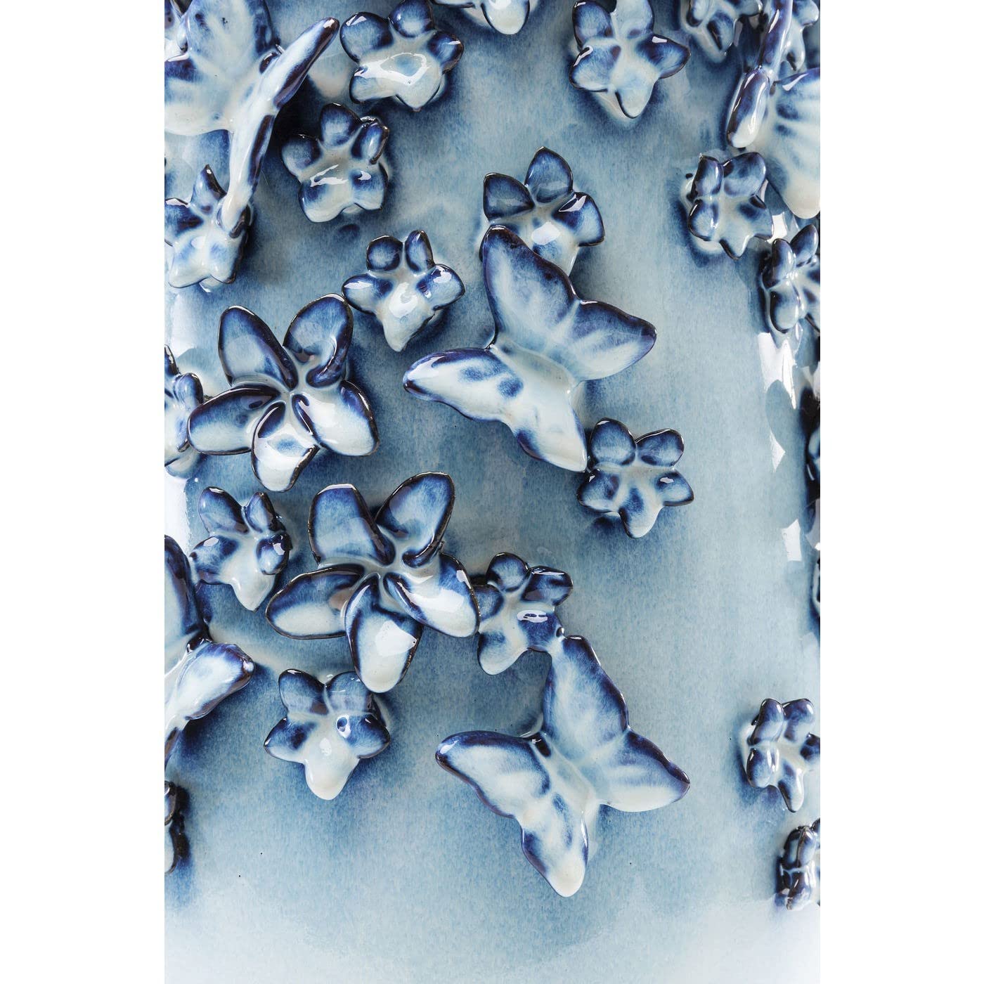 Kare Design Jarron Butterflies, Azul, 50 cm de Alto, Flores, Ceramica | Mariposas, gres cocido, motivo de mariposas, aspecto brillante, atractivo decorativo, jarron decorativo, para el salon