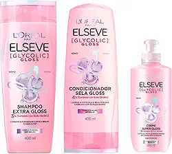 Kit Elseve Glycolic Gloss Shampoo Condicionador + Creme 400ml