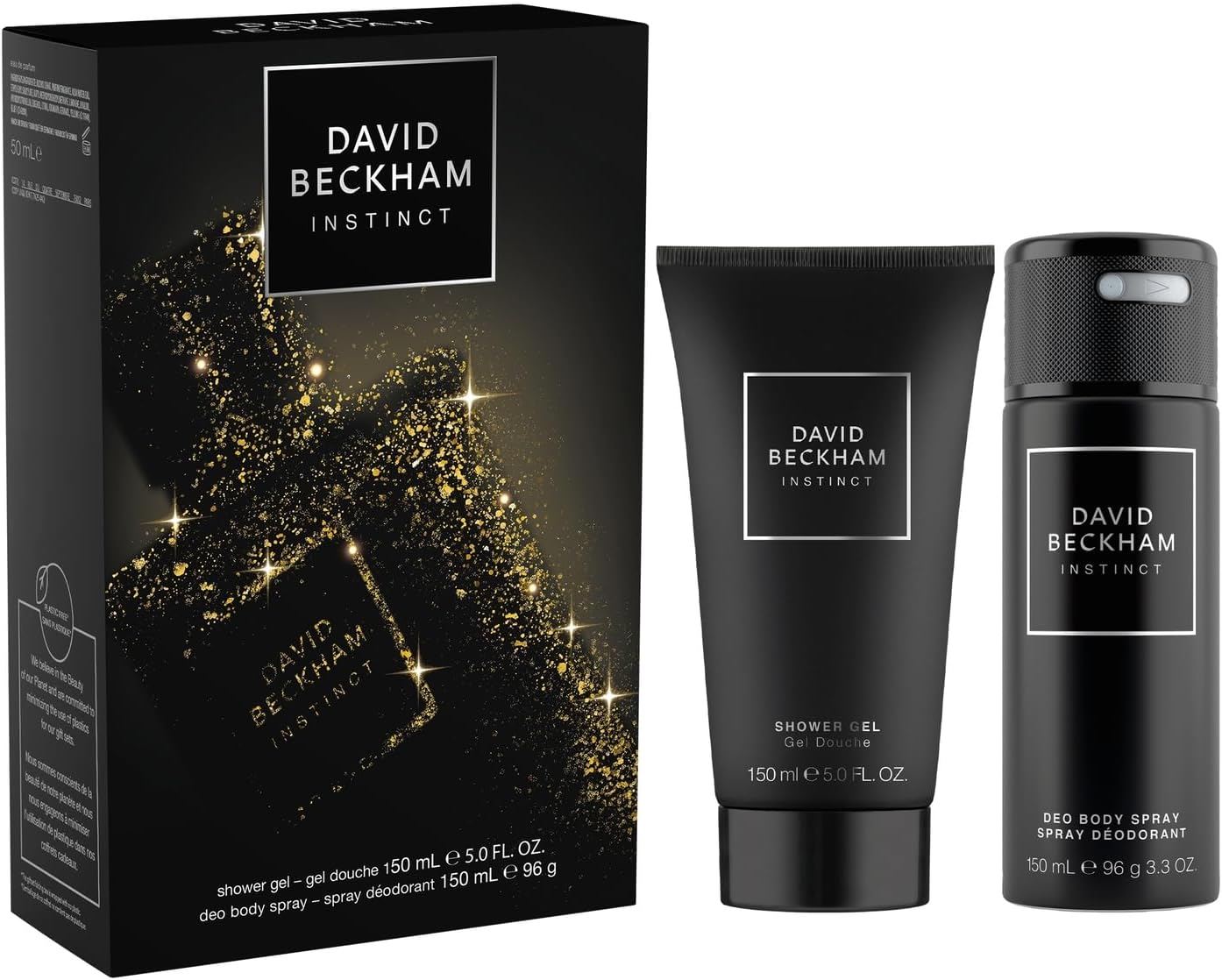 David Beckham Instinct Giftset For Him including Shower Gel 150ml and Deodorant Body Spray 150ml