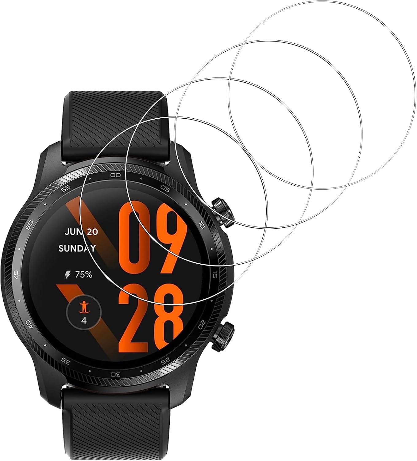 [Pack of 4] for Ticwatch Pro 3 Ultra Tempered Glass Screen Protector 9H Hardness Scratch-Resistant Anti-Glare Anti-Fingerprint HD Screen Protector Compatible with Ticwatch Pro 3 Ultra