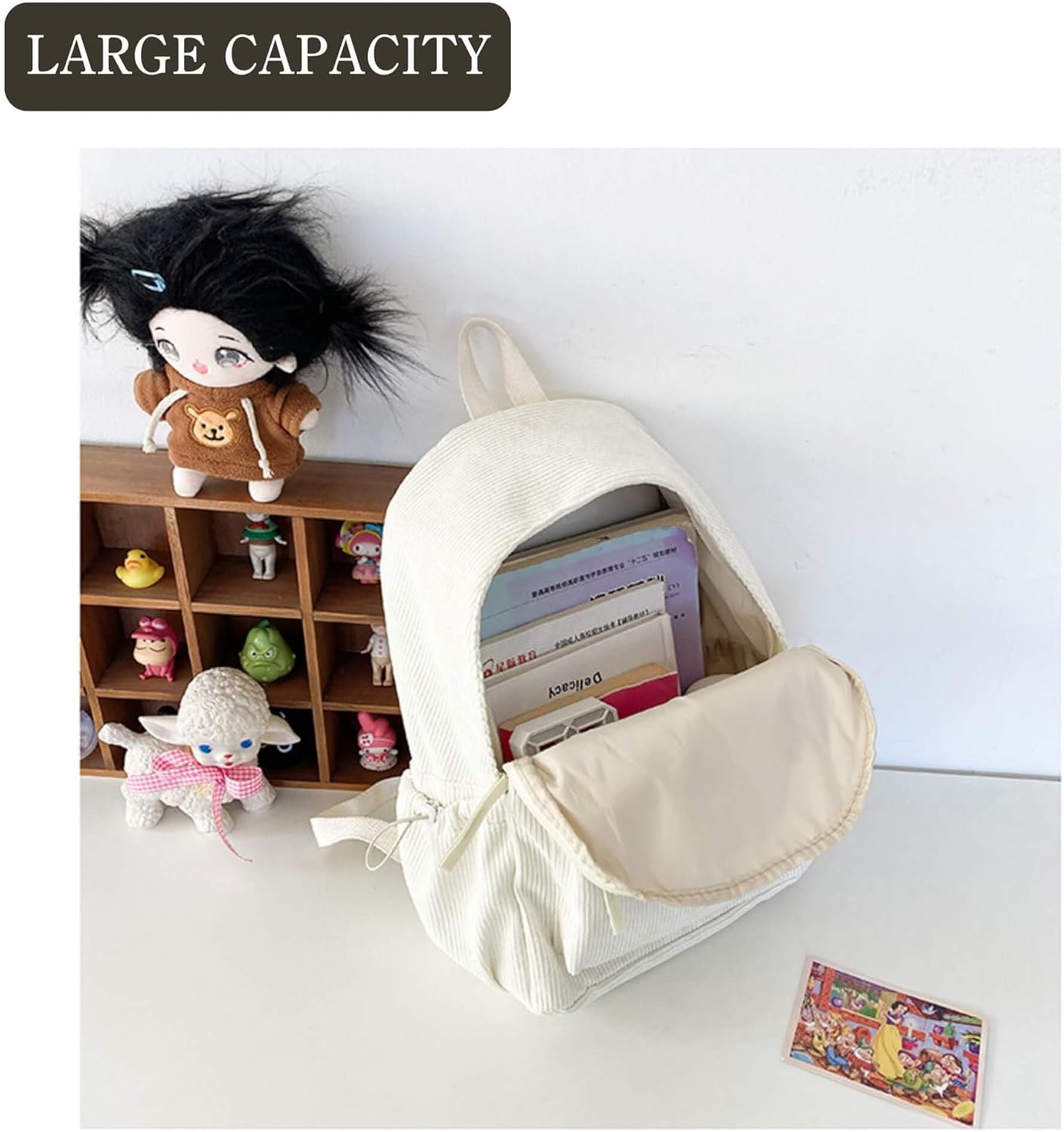 Corduroy Y2K Star Preppy Backpack, Cute Vintage Fashion Grunge Bookbag, Aesthetic Emo Laptop Daypack for Men Women Casual Bag (Green) - Image 7