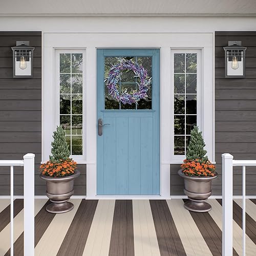 Vista 6 de Outdoor Light Fixture Wall Mount, Modern Exterior Lights Fixture Wall Sconces with Seeded Glass for Front Porch, Farmhouse Waterproof Black Carriage