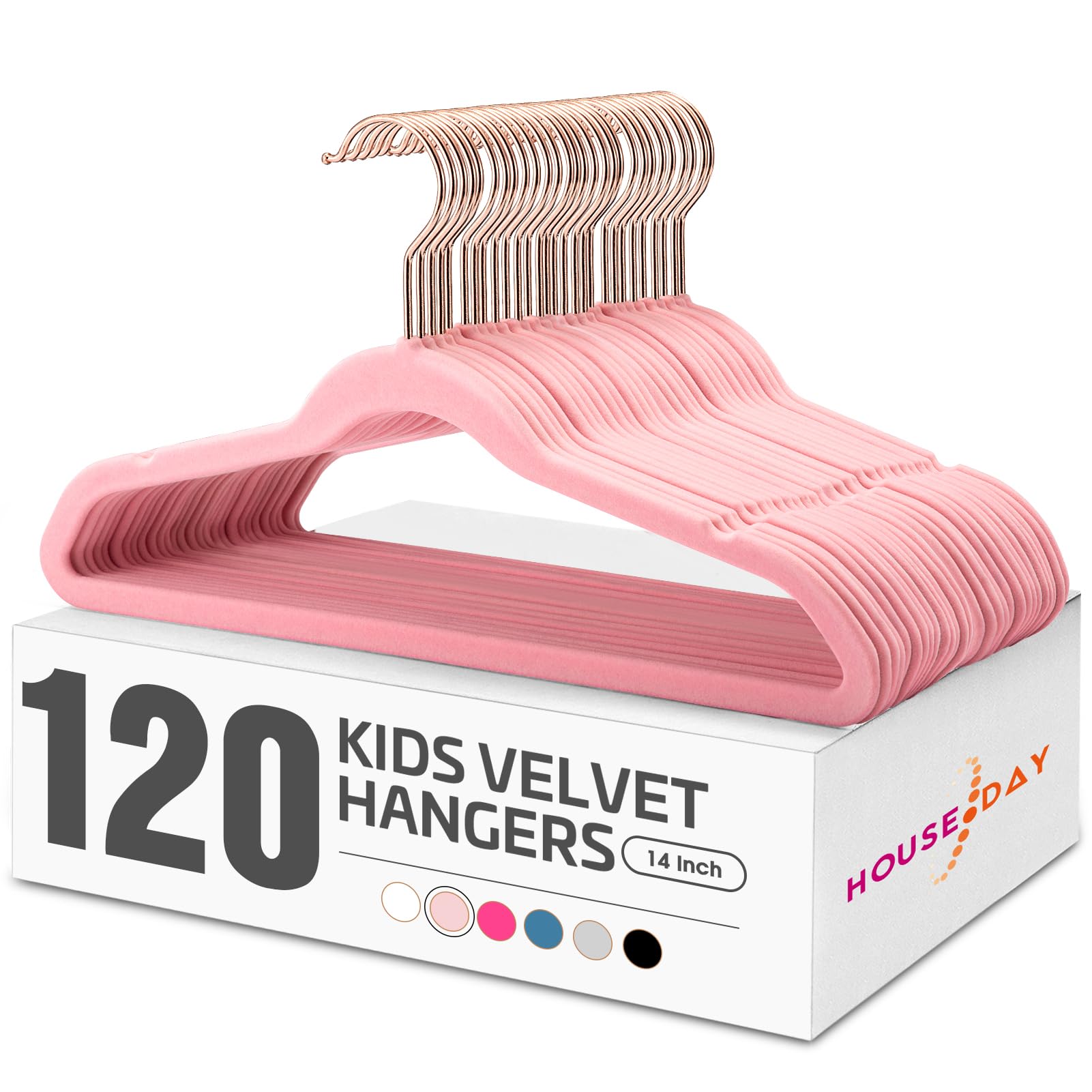 HOUSE DAY Velvet Kids Hangers 120 Pack, Premium Children Hangers for Closet