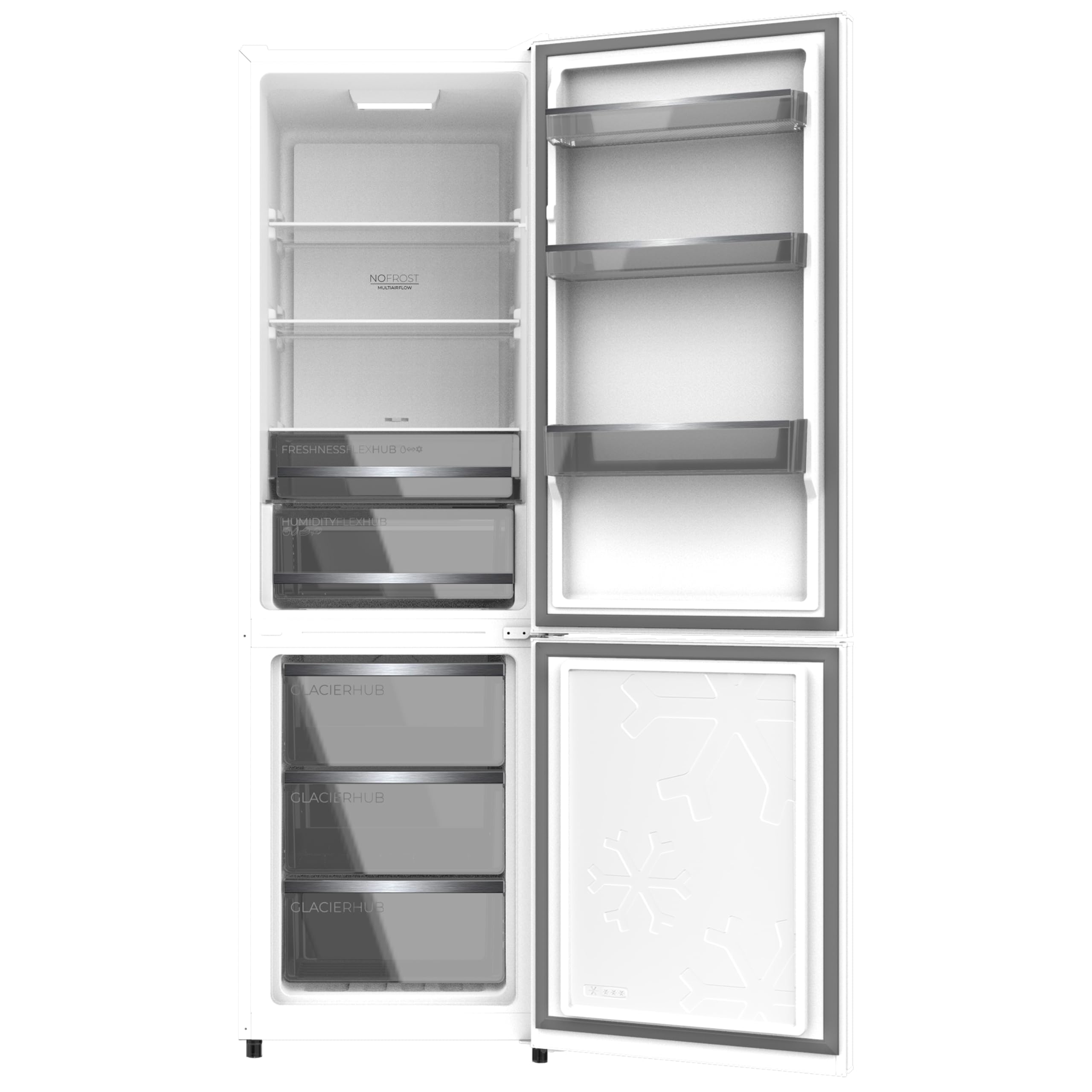 Cecotec Réfrigérateur Combi 335L No Frost Bolero CoolMarket Combi White Glass 195,3cm 59,5cm Compresseur Inverter Plus
