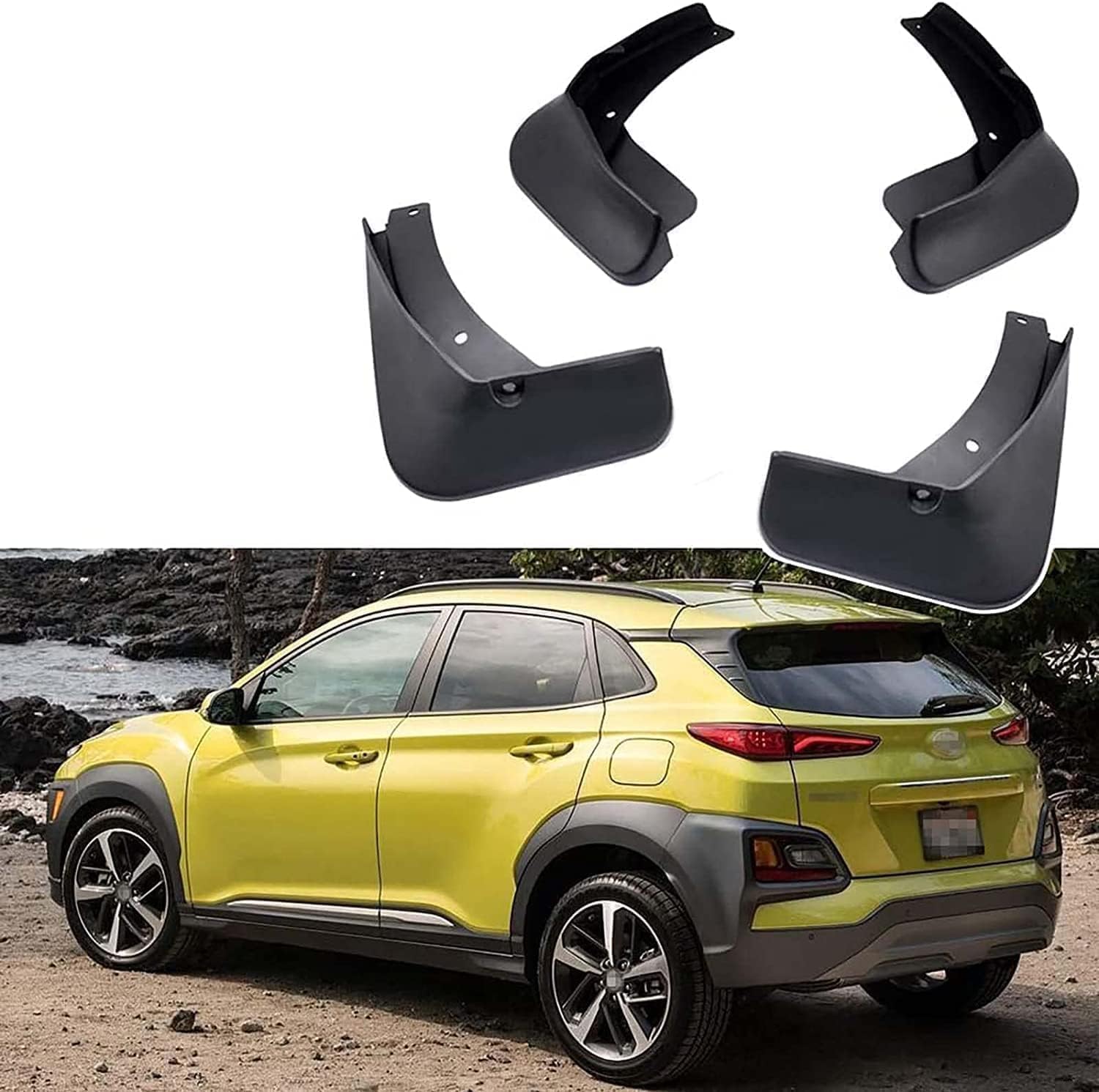 Acwyahso Car Mud Flaps for Hyundai Kona 2018-2021 Splash Guards Mudguards Front Rear 4pcs - Anti-Scour & Impact Resistant, Heavy Duty Stone Shield