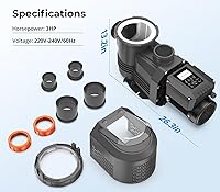 Vista 3 de Variable Speed Pool Pump, 3 HP In/Above Ground Pool Pump, 220V-240V, High Flow 11359GPH Energy-Efficient Self Priming Swimming Pool Pumps with