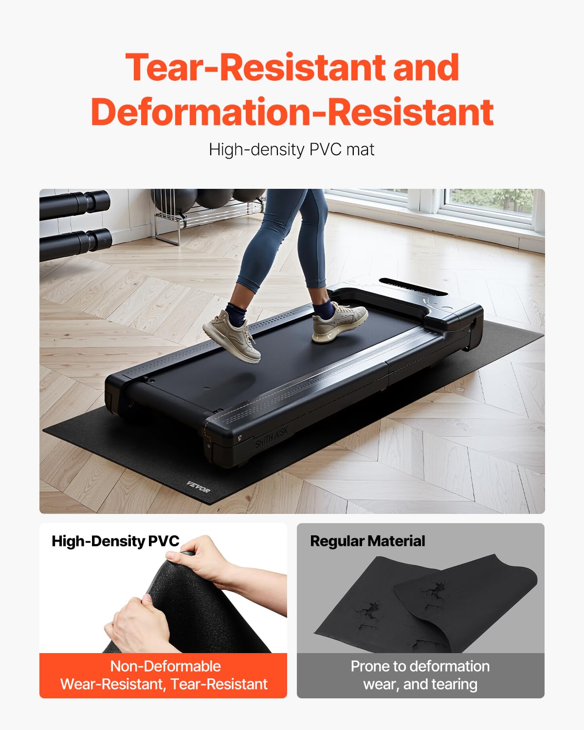 VEVOR Tappetino per tapis roulant, cyclette e bici reclinate, in PVC ad alta densità, impermeabile e antiscivolo, per palestra domestica