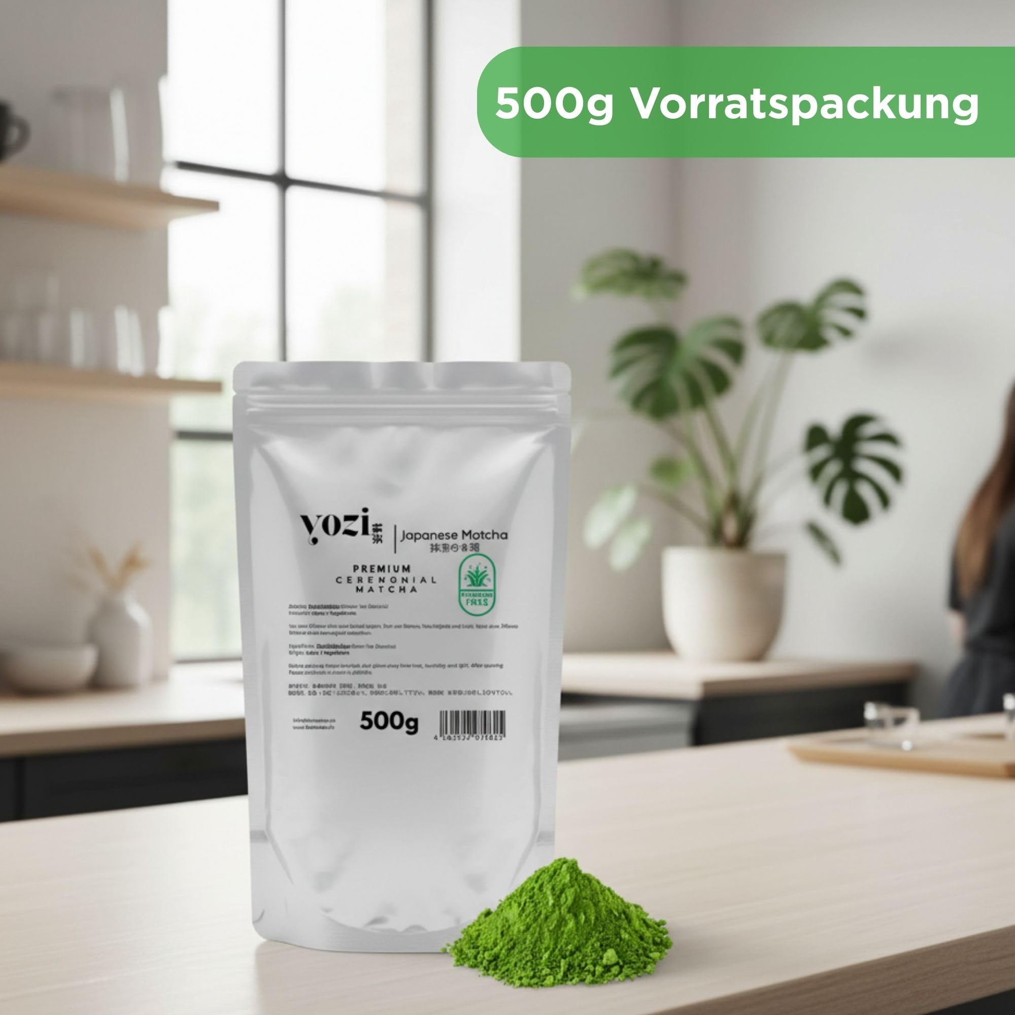 Yozi high ceremonial grade Matcha Pulver | aus Japan - Kagoshima | Pestizidfreier Matcha in höchster Reinheit | Premium Matcha Tee Pulver Single Origin | ersten Ernte (500g Vorratspack)