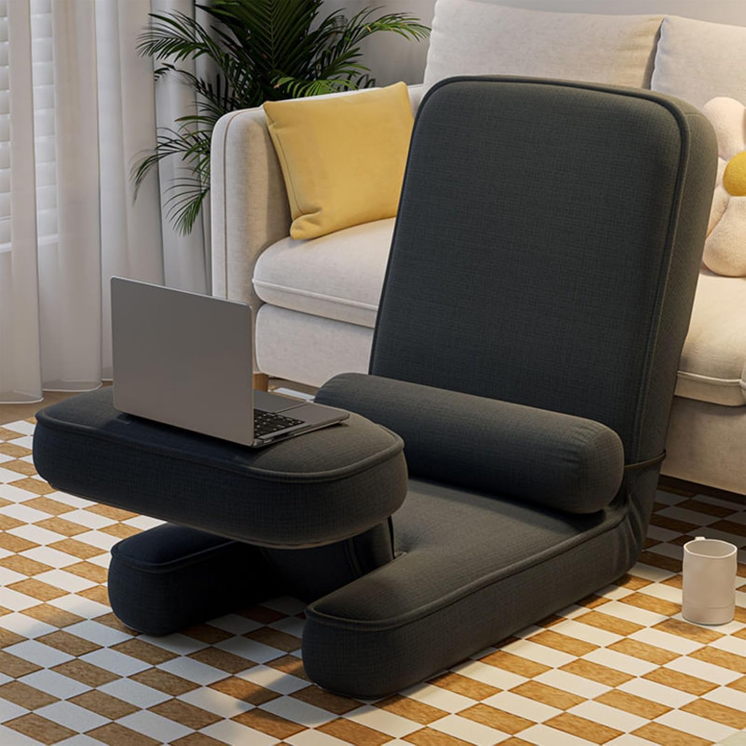 Chaise de sol portable et ergonomique : canapé-lit simple pliable avec support arrière