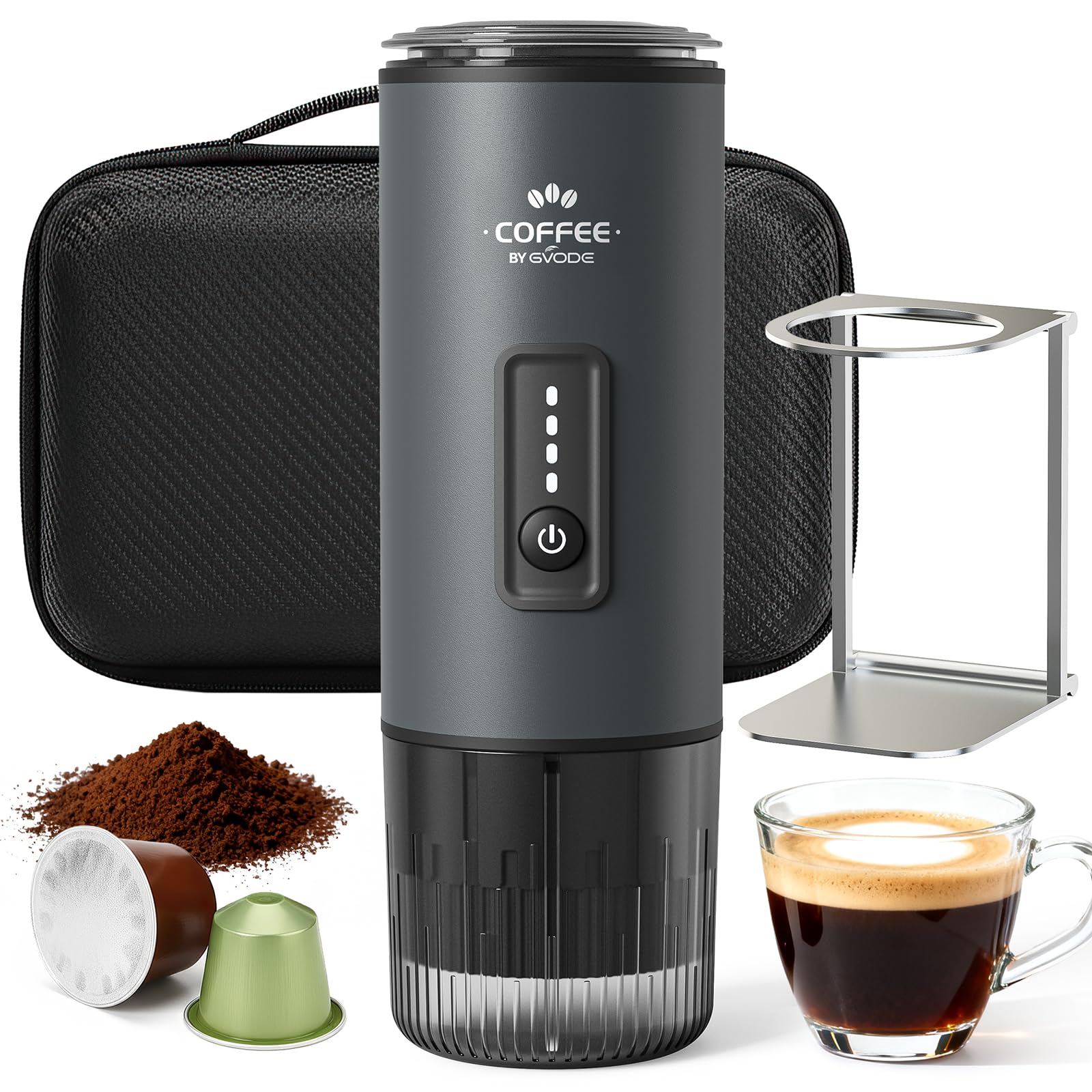 GVODE Machine à Café Portable avec Batterie, 20 Bar Machine Espresso 3-en-1