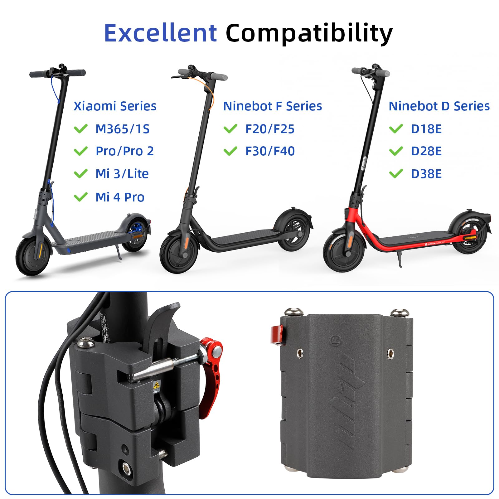 aibiku Scooter Klappklemme für Xiaomi M365, Pro, Pro2, 1S, Mi3, Essential, faltbar, nicht schütteln, Scooter Zubehör