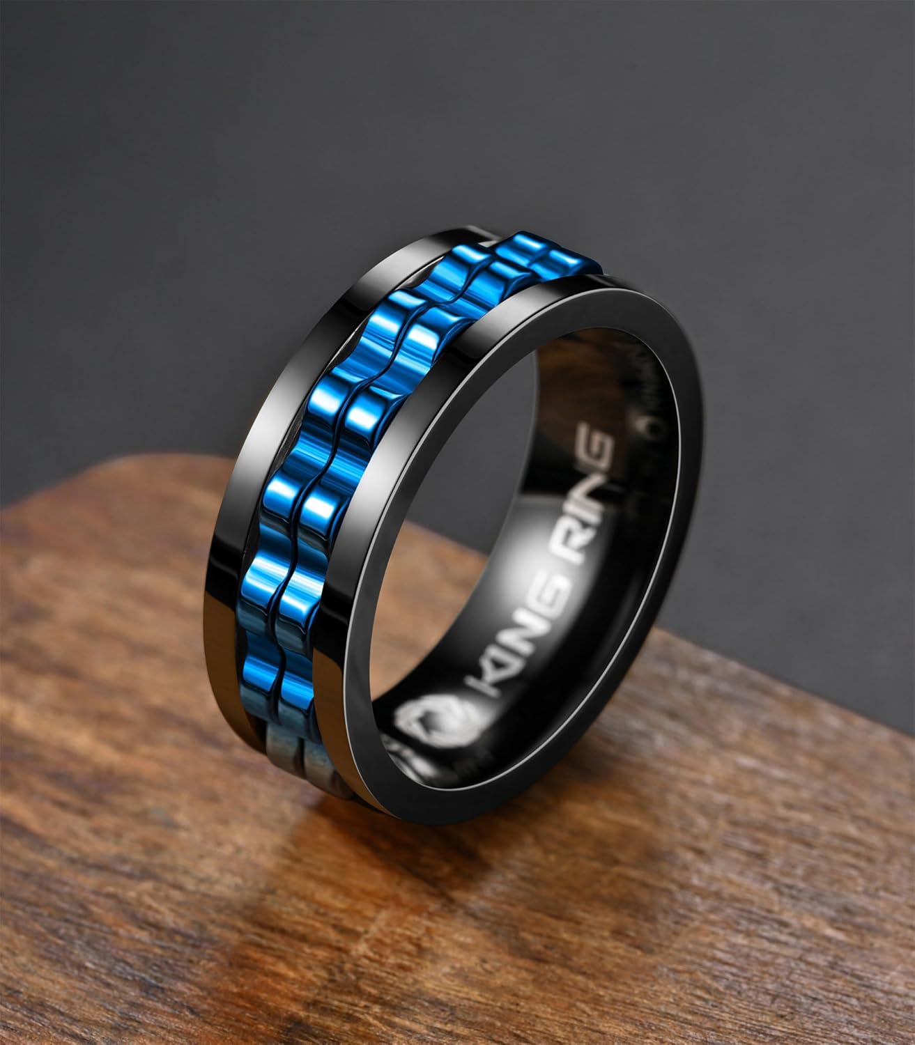 King Ring 8mm Gear Spinner Rings – Ultra Polished Fidget Rings for Men & Women – Designed in USA