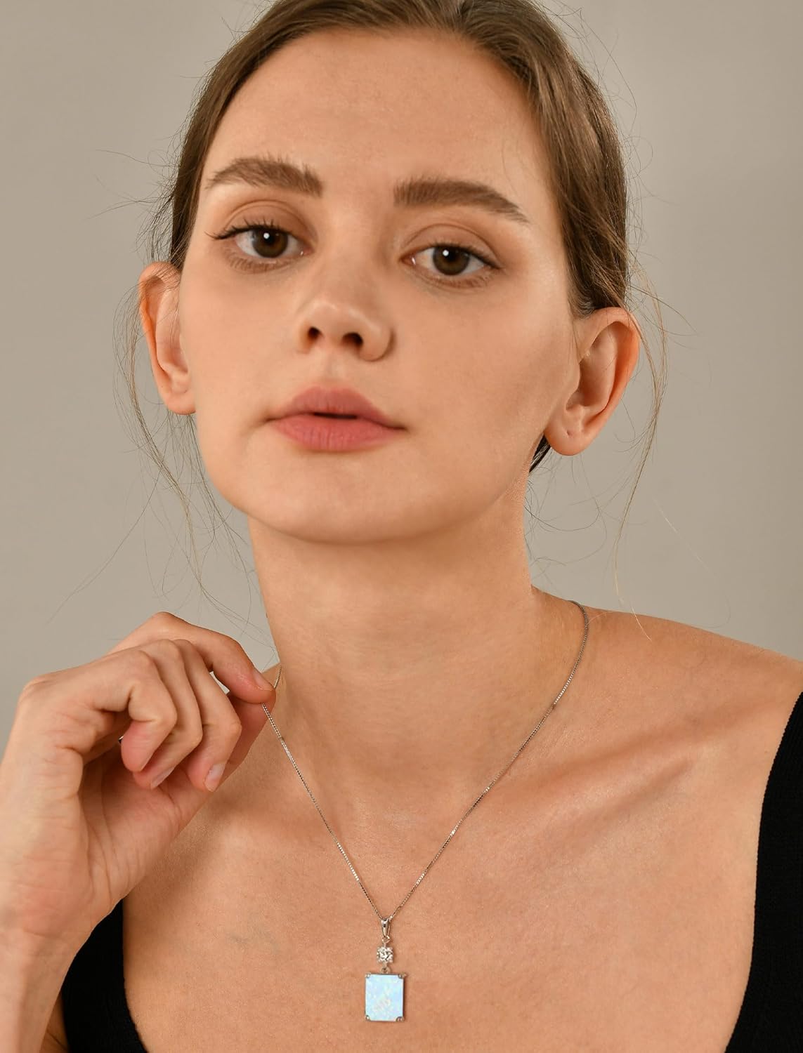 YL 12x10mm Cushion Square Princess Emerald Cut Necklace for Women, Solid Sterling Silver 18K White Gold Plated Birthstone Pendant Box Chain Jewelry - Image 3