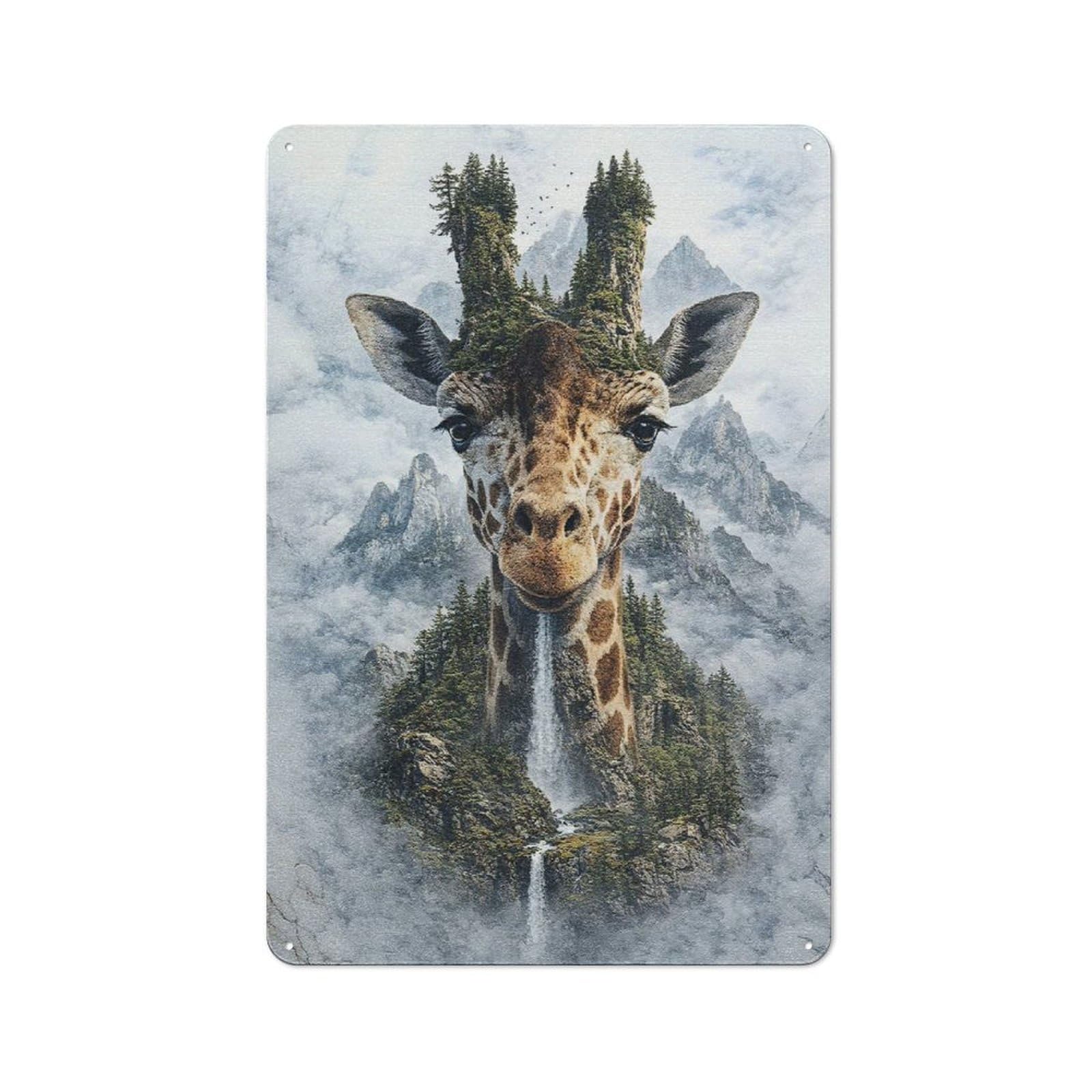 Junmoney Style-23 Giraffe Spirit Of The Woods Rustic Metal Plaque 30X20cm For Living Room Wall, Suited To Home Wall Decor Collectors