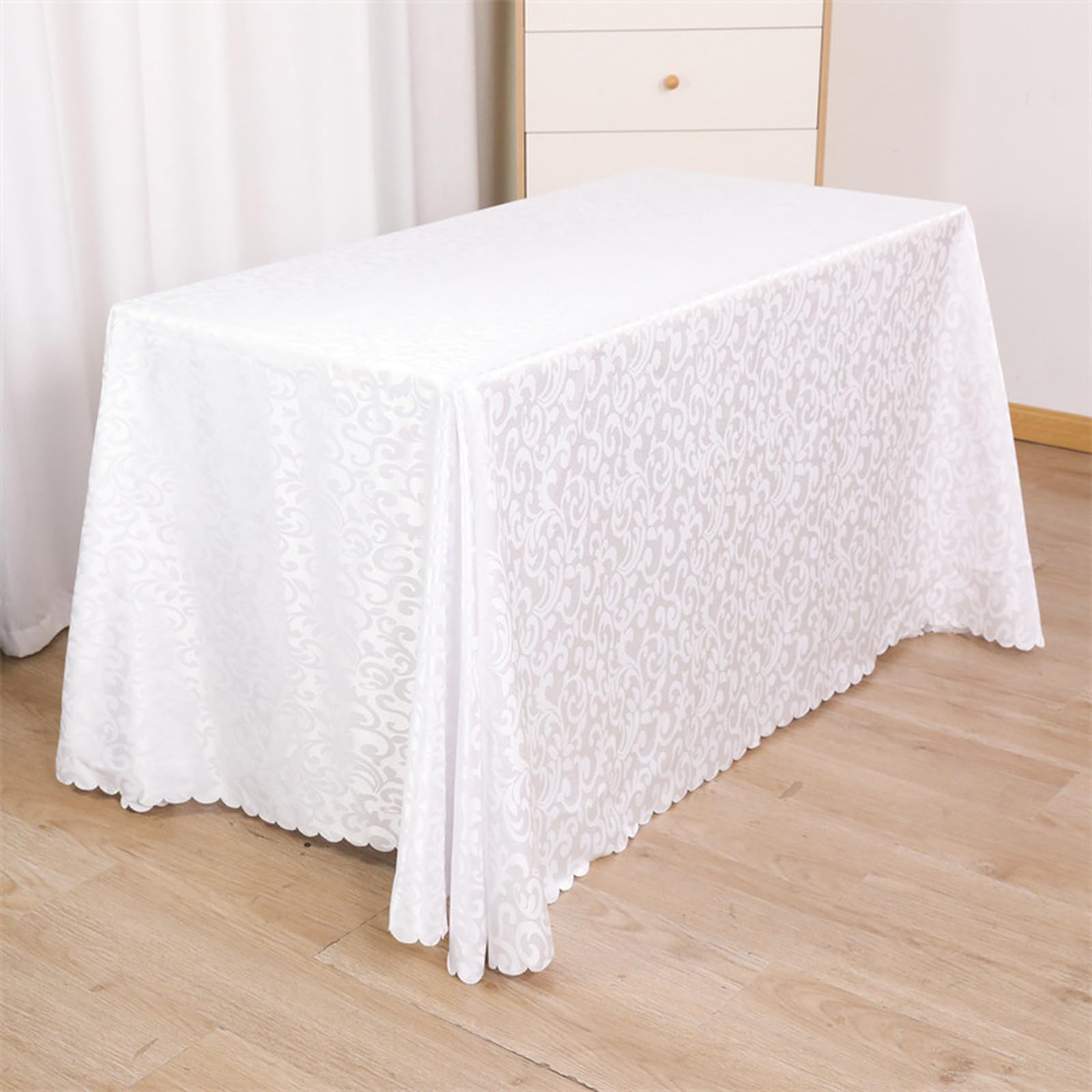 Biały obrus poliestrowy 180 x 260 cm nadaje się do prania, idealny na prostokątne stoły, wesela, bufety, imprezy, imprezy - i elegancka dekoracja