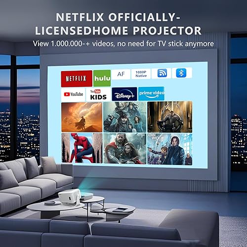 Miniatura 3 de Proyector con WiFi y Bluetooth, enfoque automático 4K Proyector inteligente portátil compatible con iOSAndroidLaptop, 800 proyectores de video ANSI