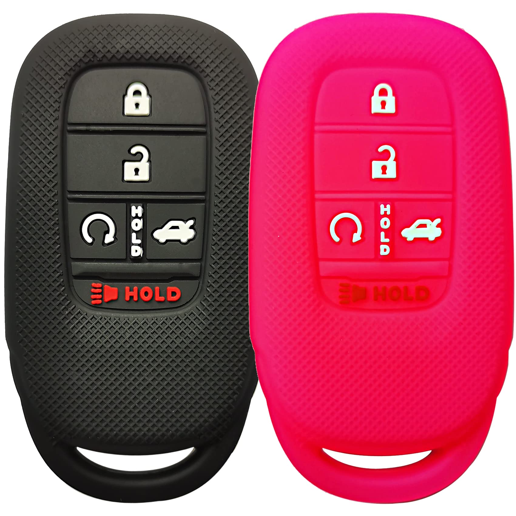 2X Coolbestda Silicone Full-Protected Key Fob Glove Sleeve Case Shell Holder Protector for 2022 2023 2024 2025 Honda Civic Accord HR-V CR-V Pilot Sport SI EX EX-L Touring KR5TP-4 72147-T20-A11
