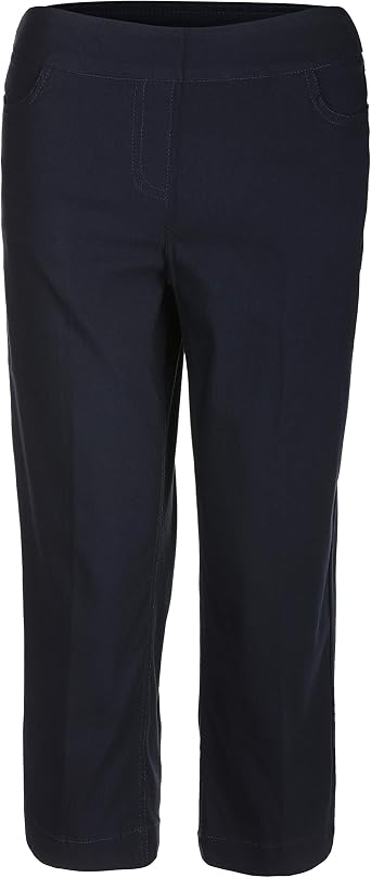 SLIM-SATION Womens Capri Pants Pull-On Tummy Control Capris with 4-Way Stretch, Functional Pockets for Women