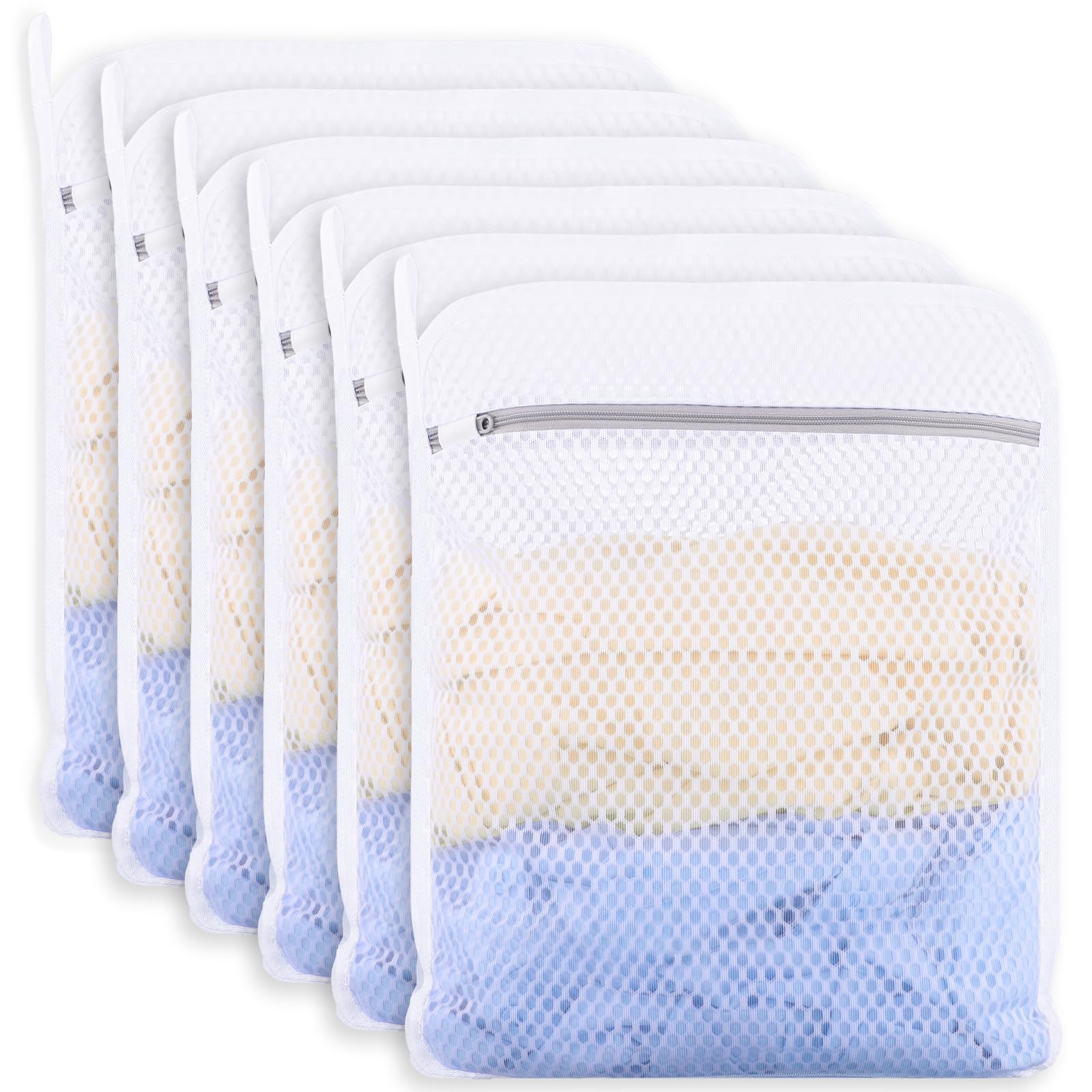 Photo 1 of 6-Pack Durable Honeycomb Mesh Laundry Bags for Delicates - 12x16 Inches Lingerie Bags for Washing Delicates with Sturdy Zippers, Protect Clothes in Washing Machine for Home, College & Dorm (Medium)
