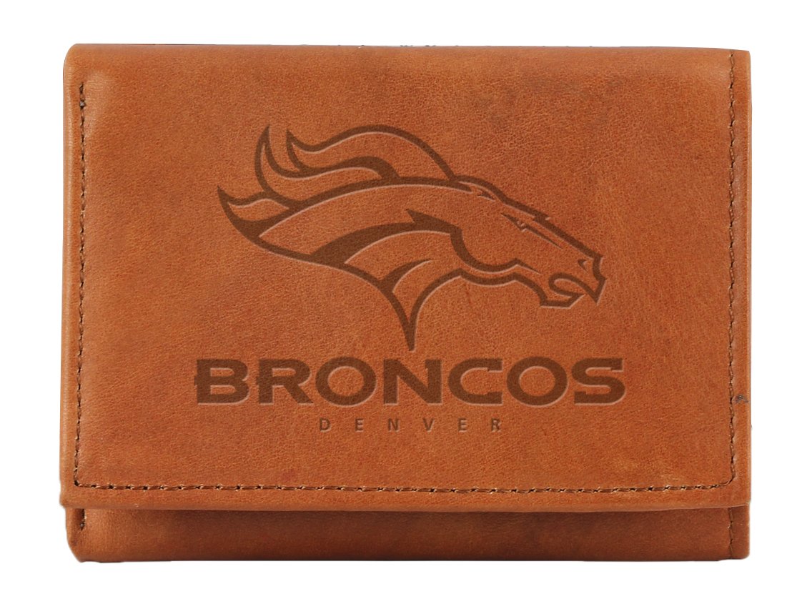NFL Denver Broncos en Relief Cuir véritable Trifold Portefeuille